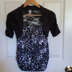 Gorgeous lace-backed animal print top